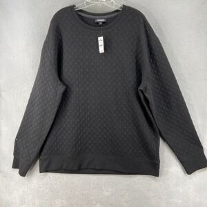 NWT Express Menswear Sweatshirt Sz XL Black Quilted Texture‎ Crew Neck Pullover